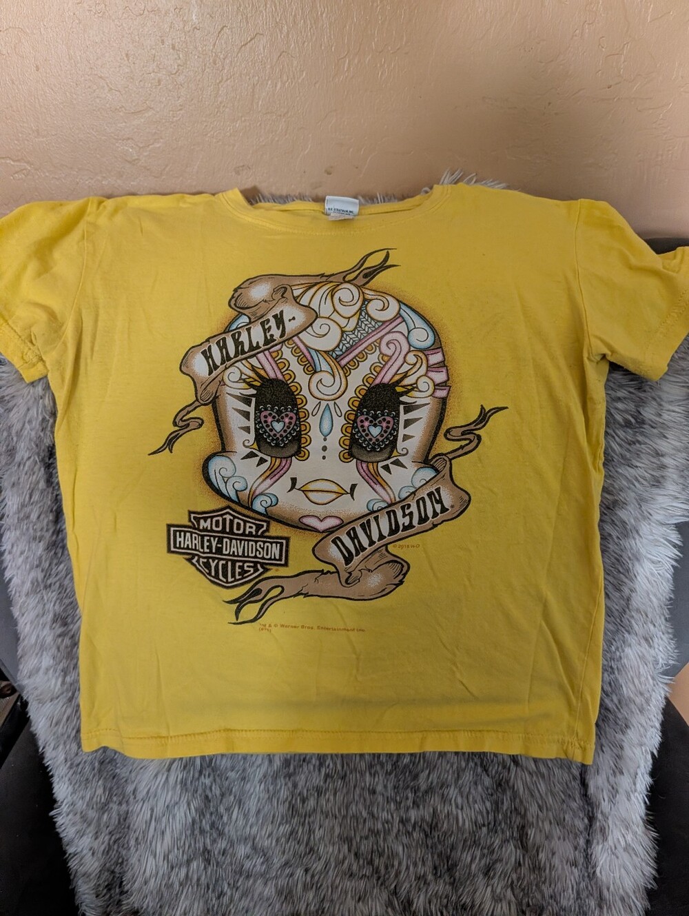 Girl Harley-Davidson Yellow Crewneck Tee with Red Logo
